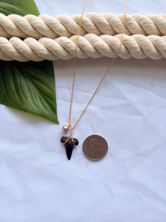 Saltwater Pearl Reef Shark Tooth Necklace