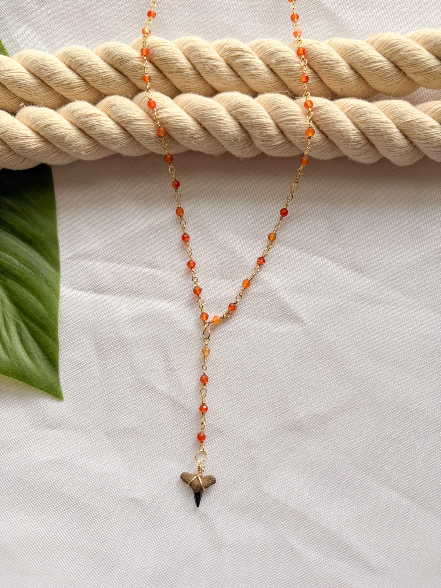 Sunset Orange Gemstone Lariat Necklace