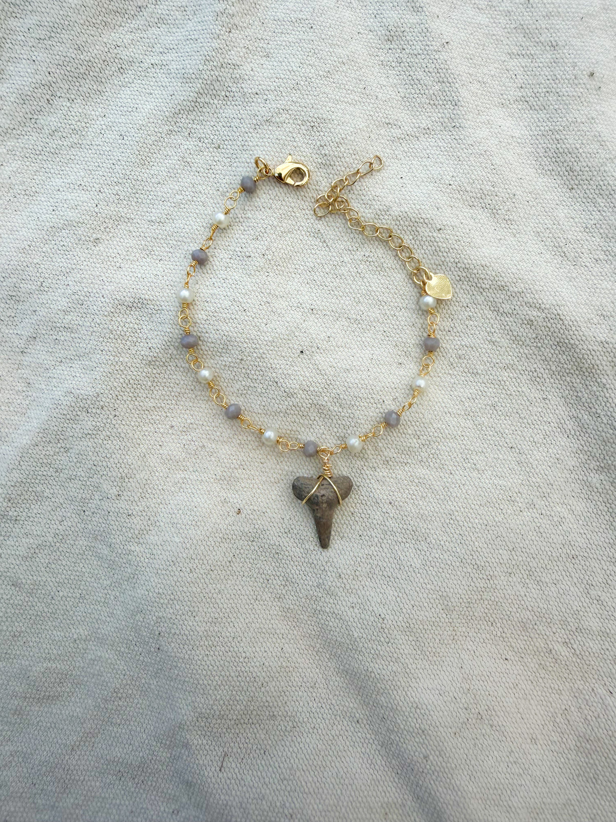 Purple Pearl Shark Tooth Bracelet