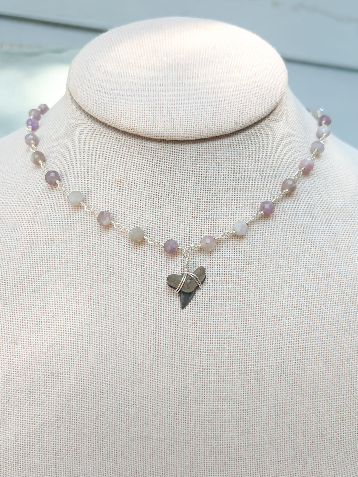Kunzite Shark Tooth Necklace