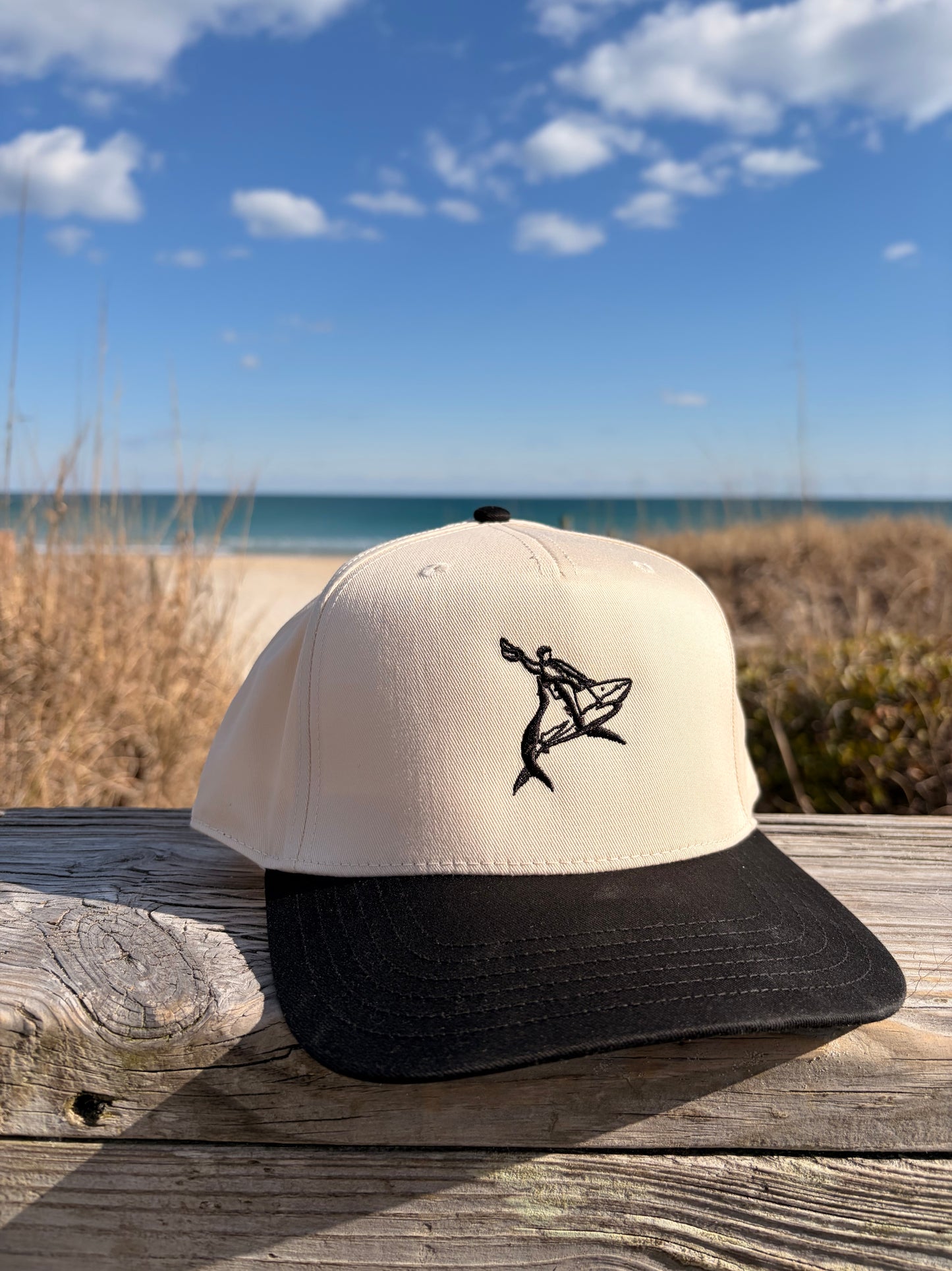 Rodeo Reef Trucker Hat – Cowboy Riding Shark Design