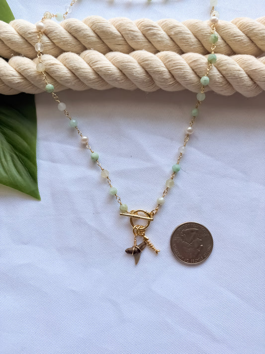 Tropic Sheen Chrysoprase & Pearl Shark Tooth Necklace