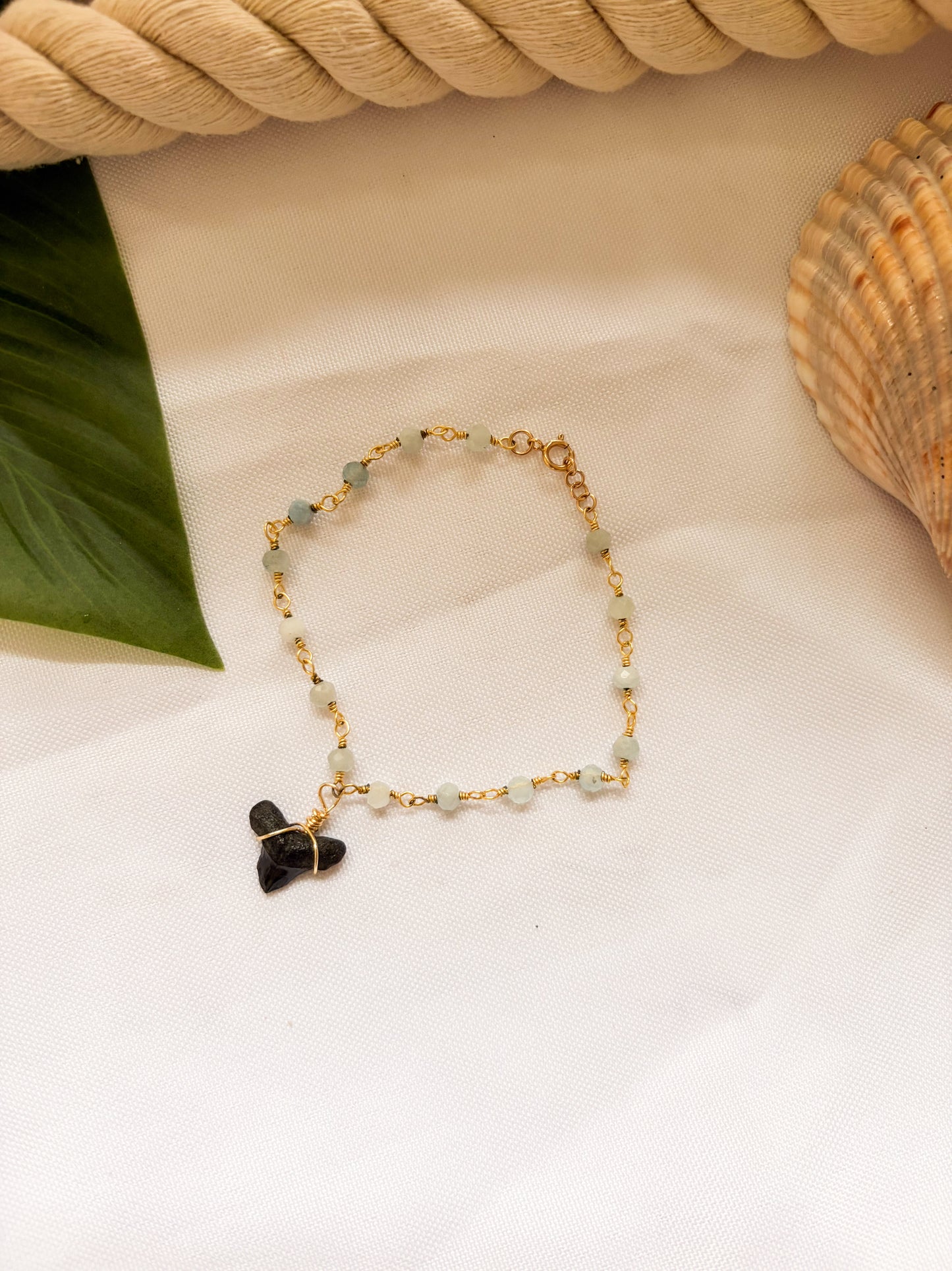 Seafoam Drift Bracelet – 18k Gold Filled Shark Tooth Bracelet