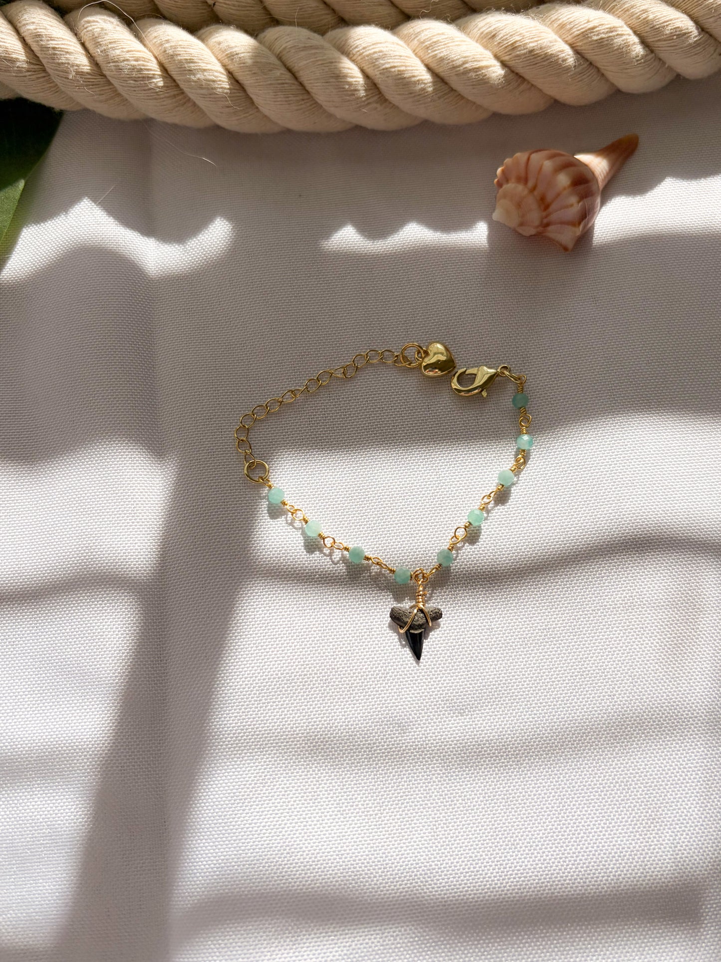 Emerald Tide Shark Tooth Bracelet