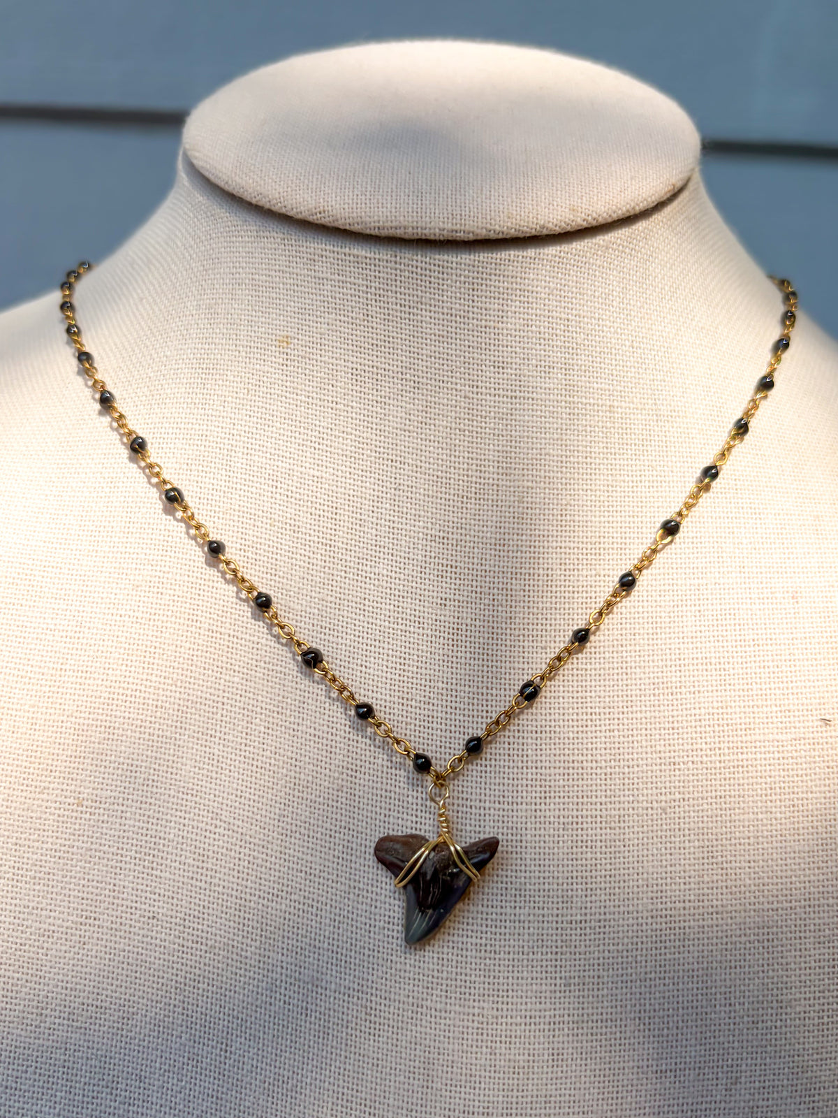 Black Onyx Shark Tooth Necklace