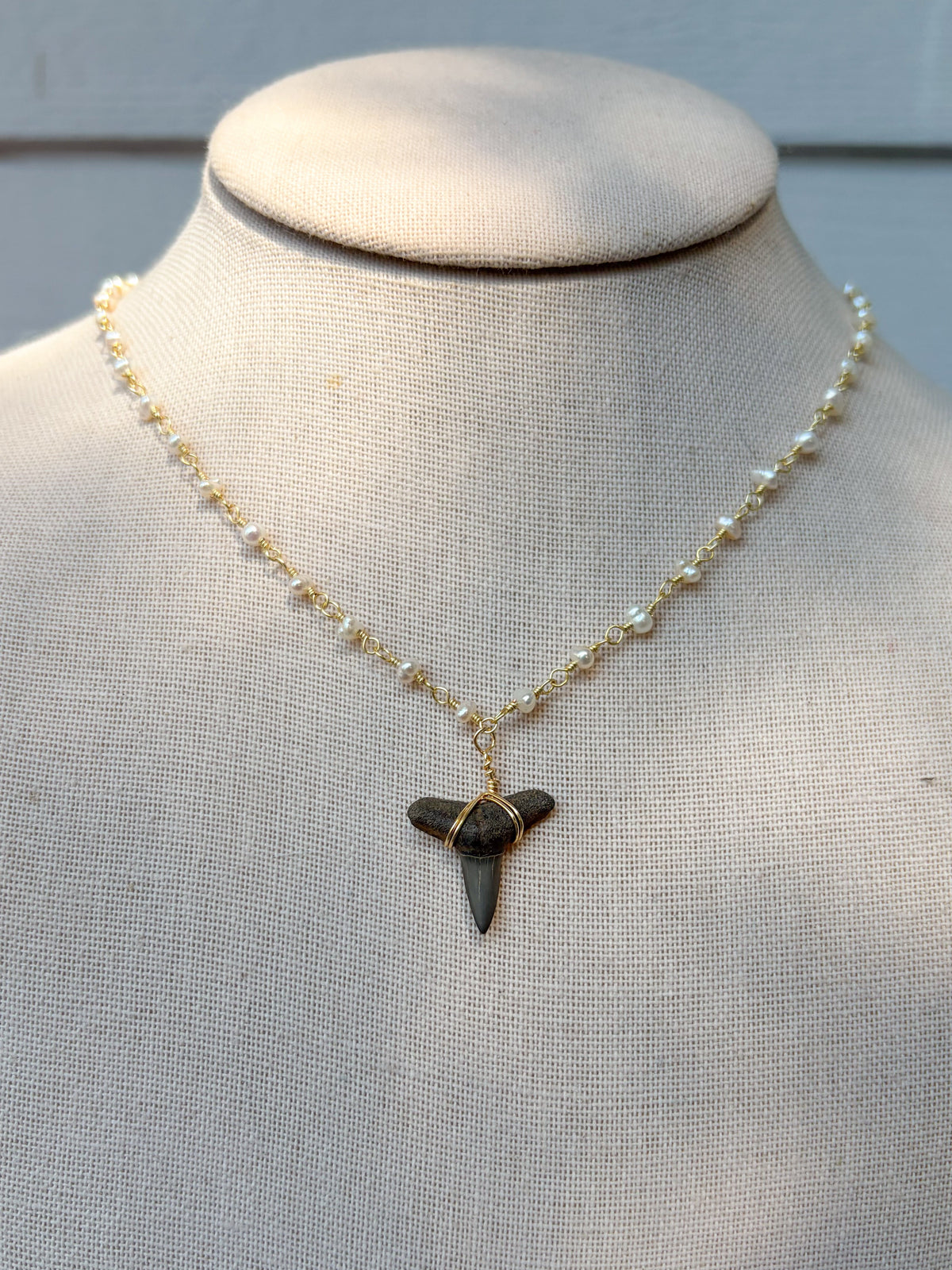 Freshwater Pearl Shark Tooth Necklace
