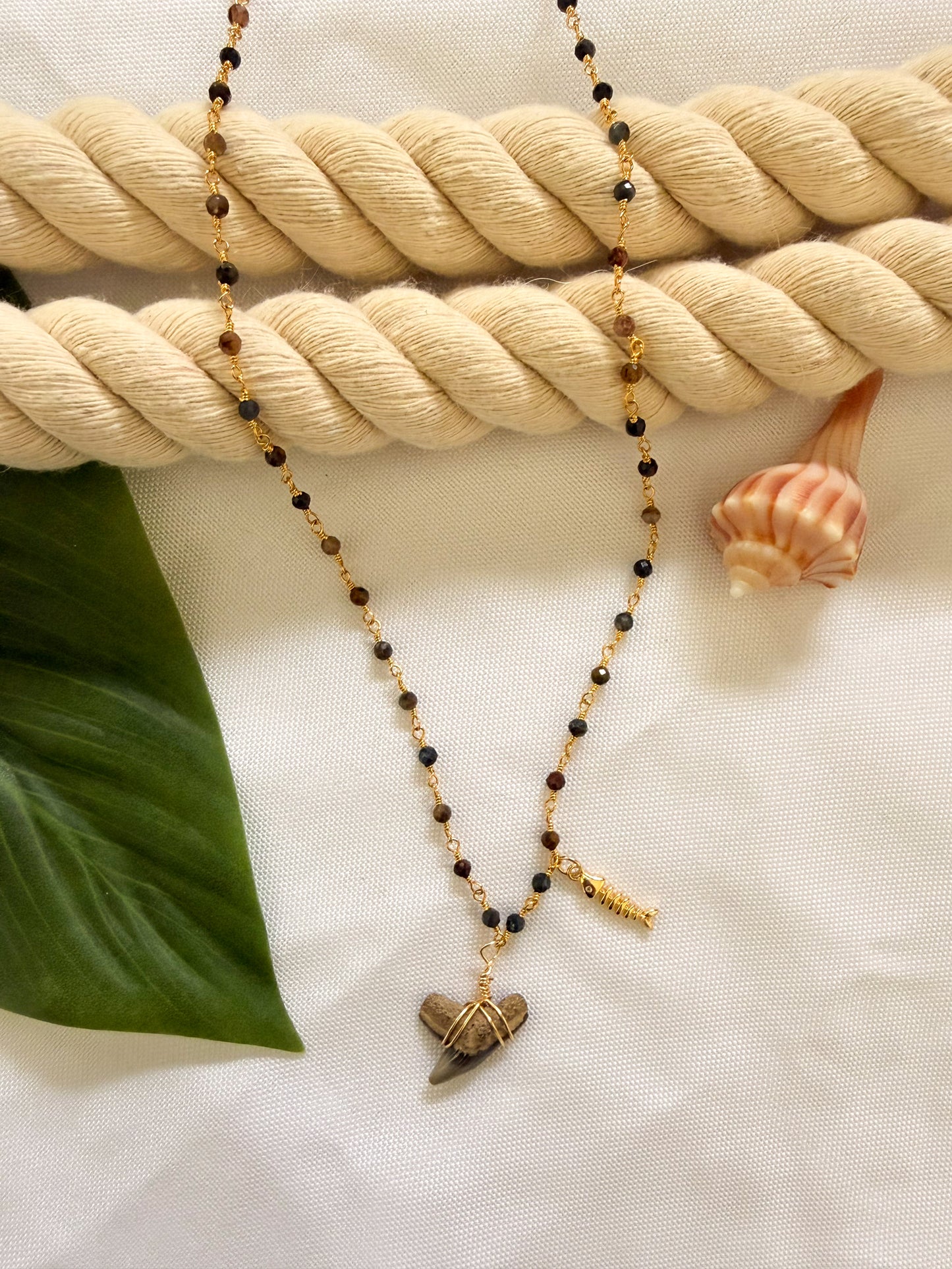 Driftwood Current – Pietersite Shark Tooth Necklace