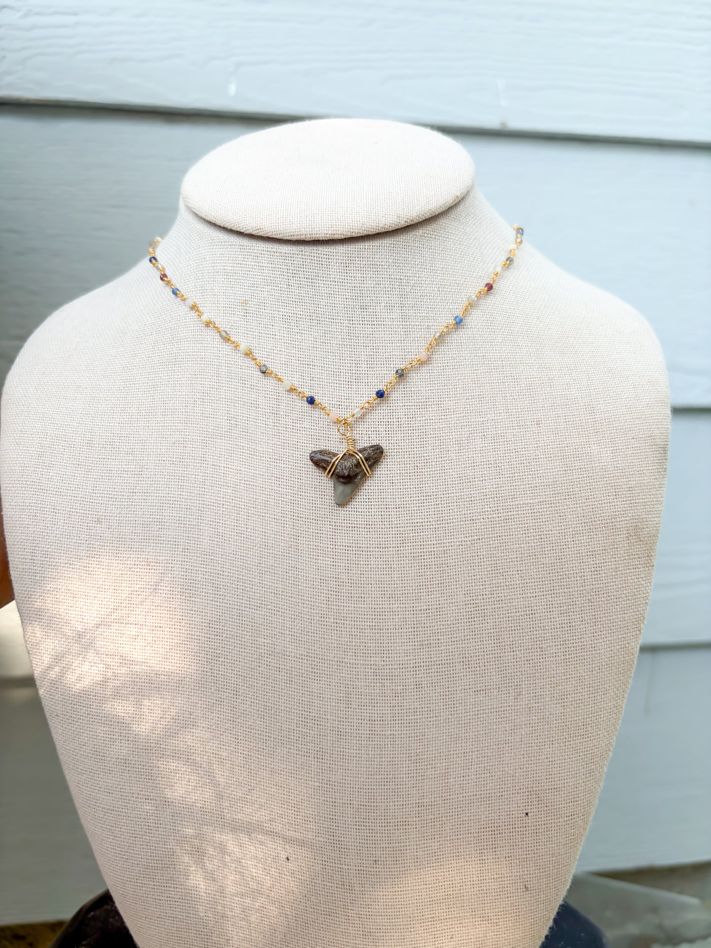 Multicolor Beaded Shark Tooth Necklace