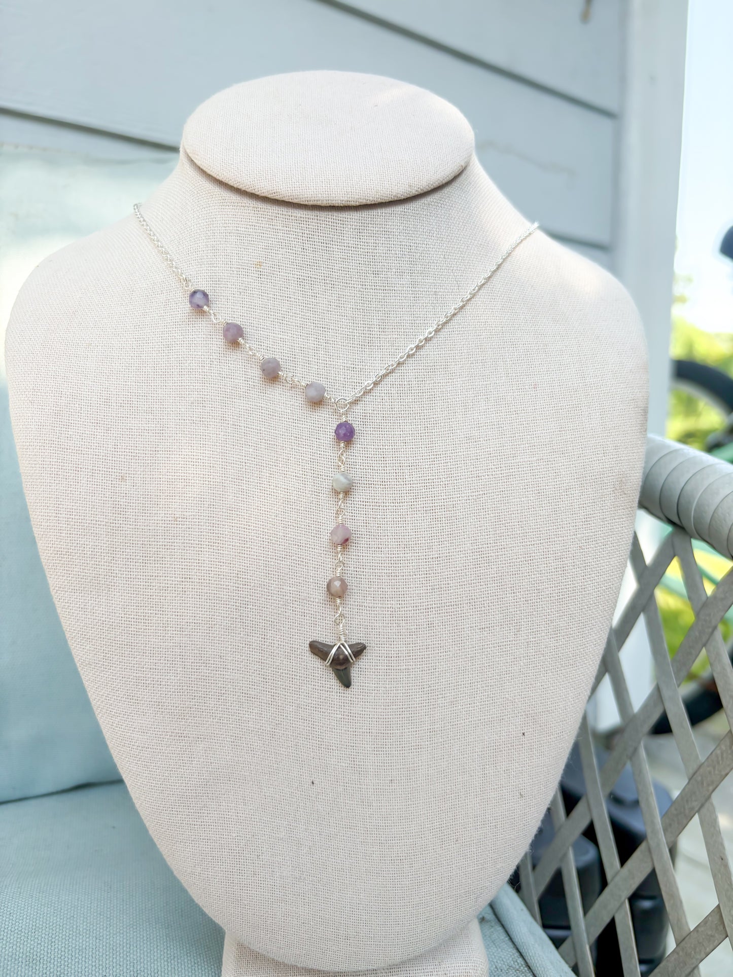 Kunzite Shark Tooth Lariat Necklace