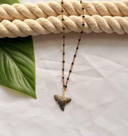 Midnight Tide Stainless Steel Shark Tooth Necklace