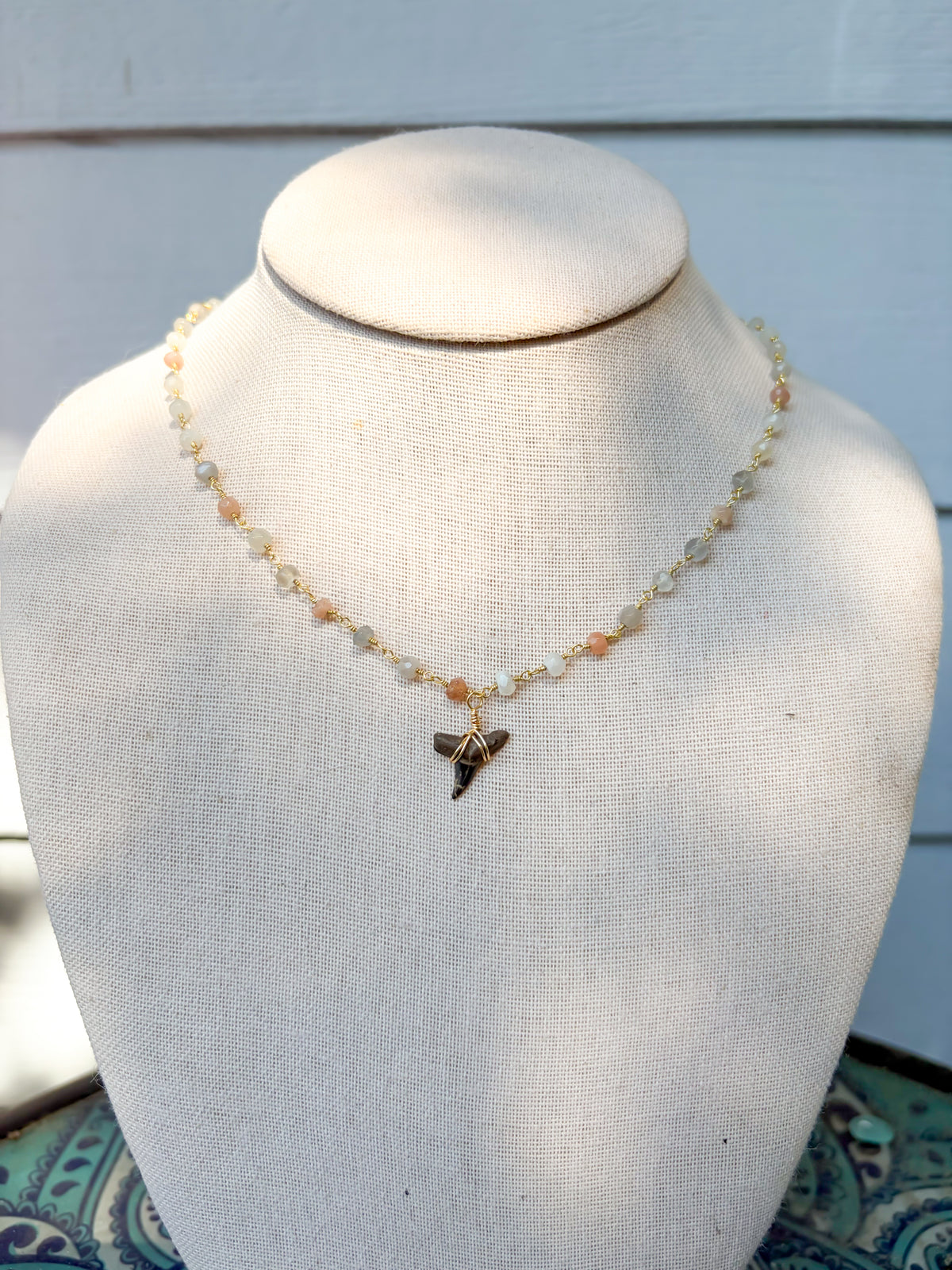 Moonstone Shark Tooth Necklace