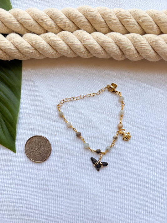 Amazonite Shark Tooth & Turtle Bracelet