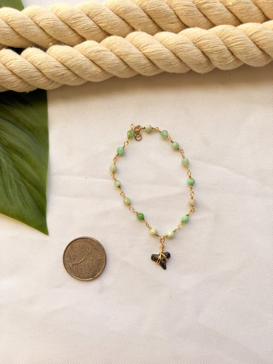 Waterproof Chrysoprase Shark Tooth Bracelet