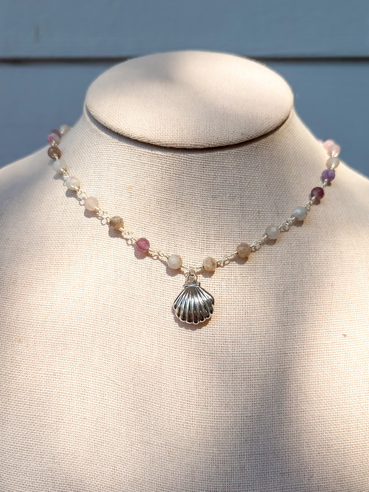Purple Kunzite Shell Necklace