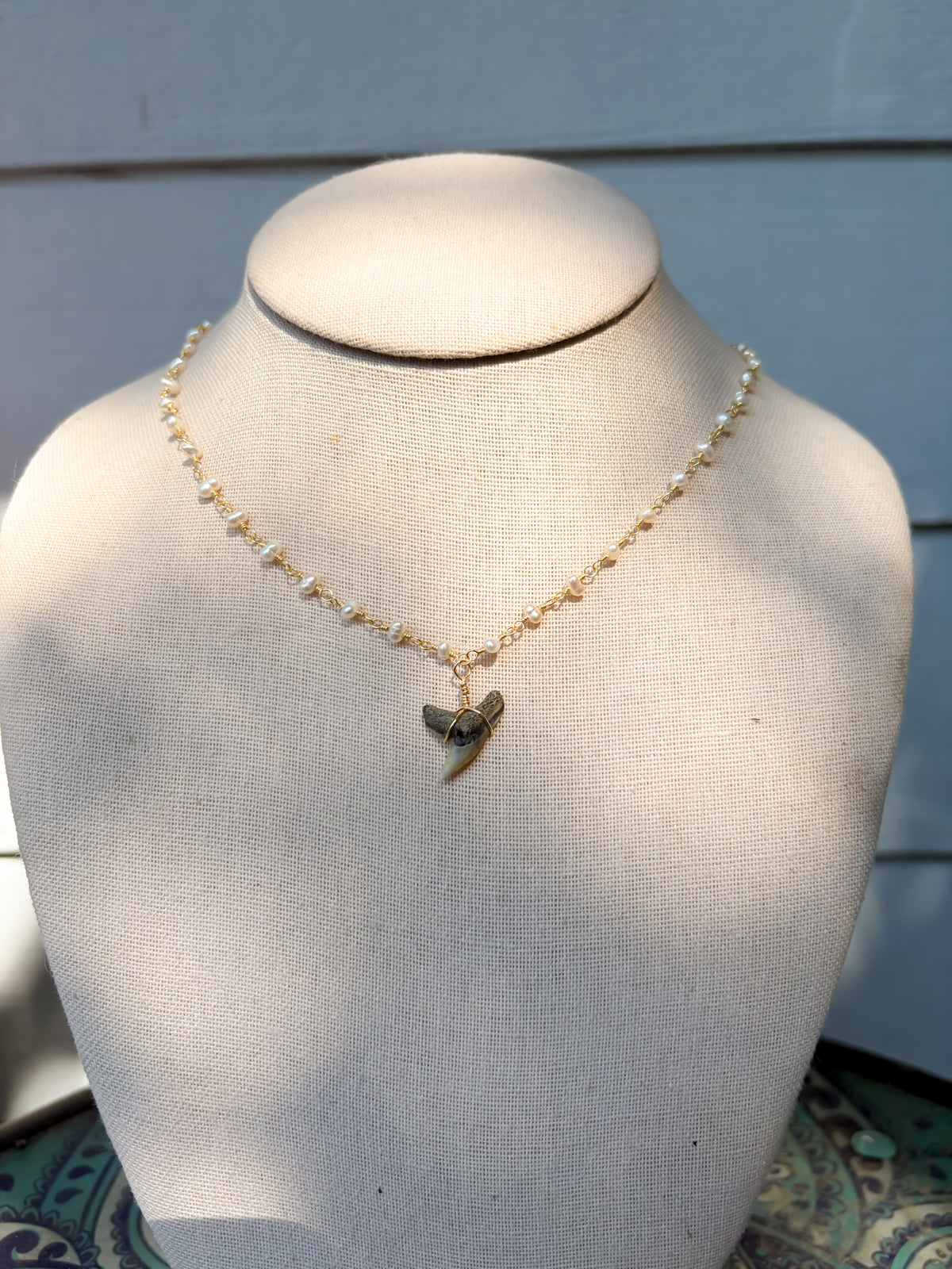 Freshwater Pearl Shark Tooth Necklace