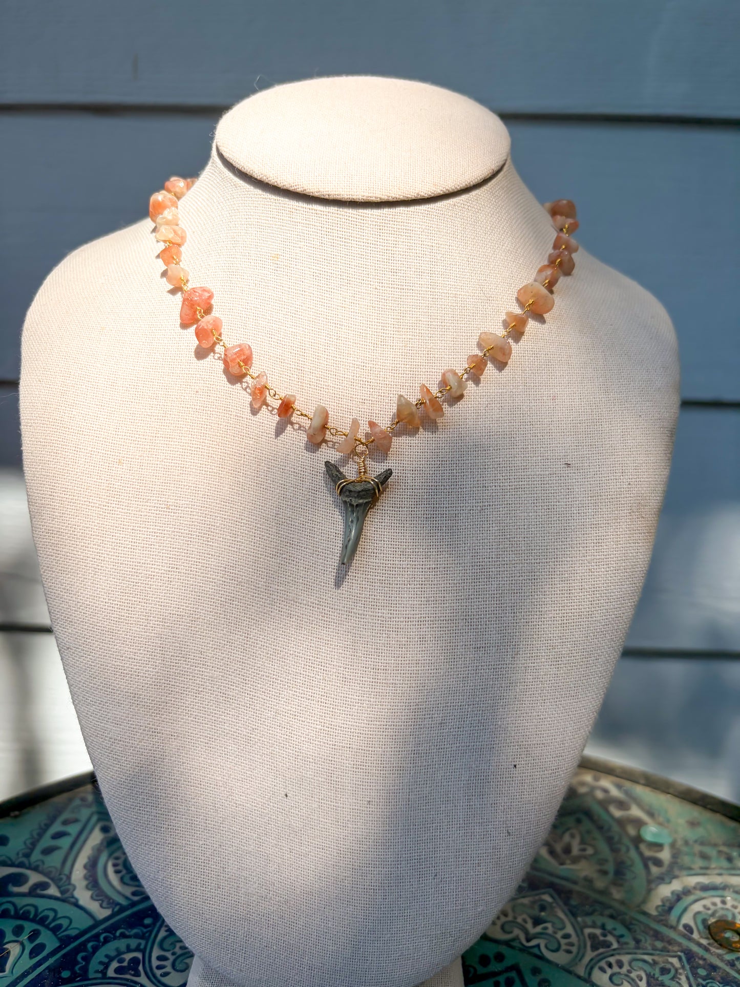 Sunstone Shark Tooth Necklace