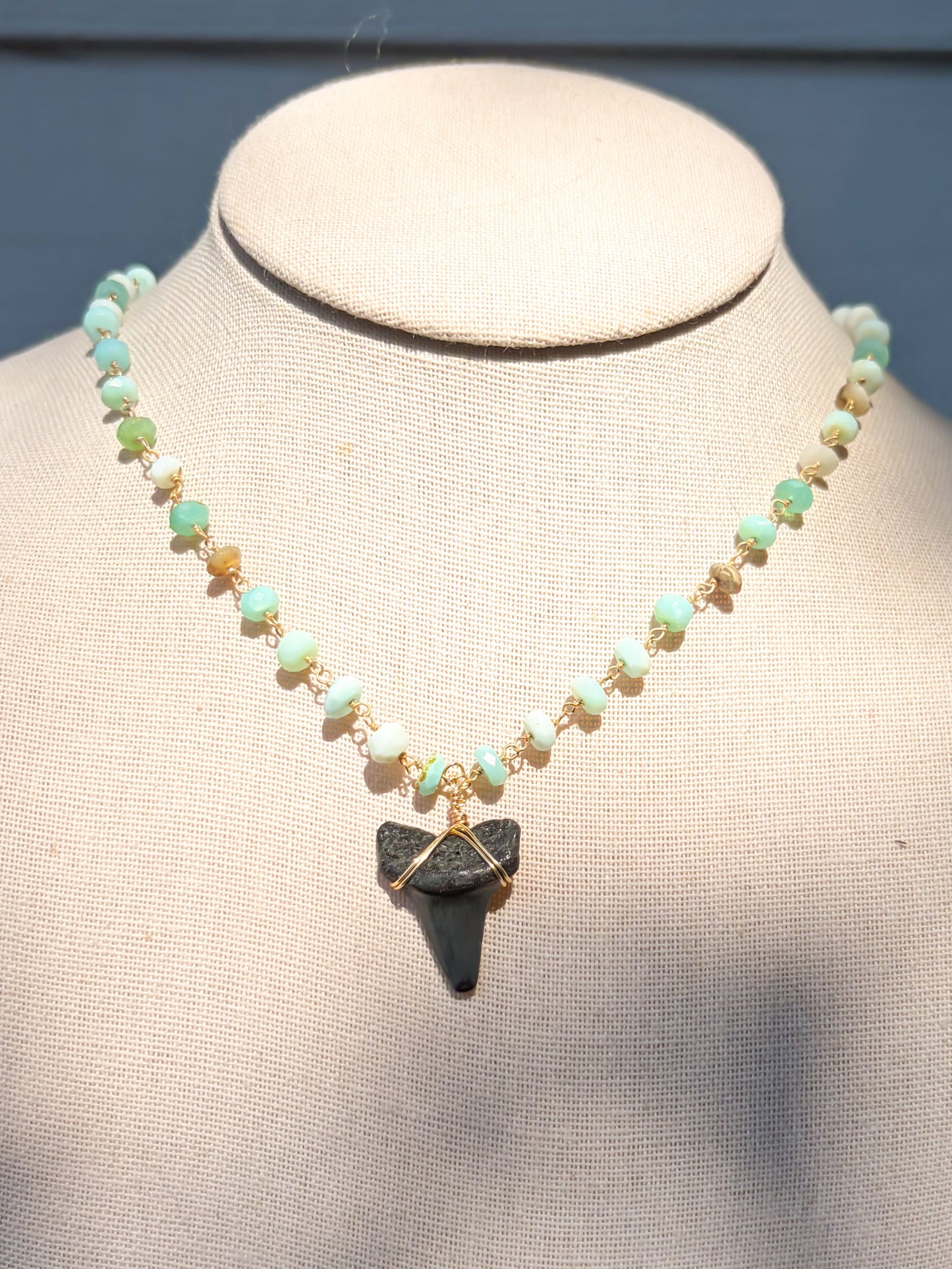Ethiopian Opal Shark Tooth Necklace