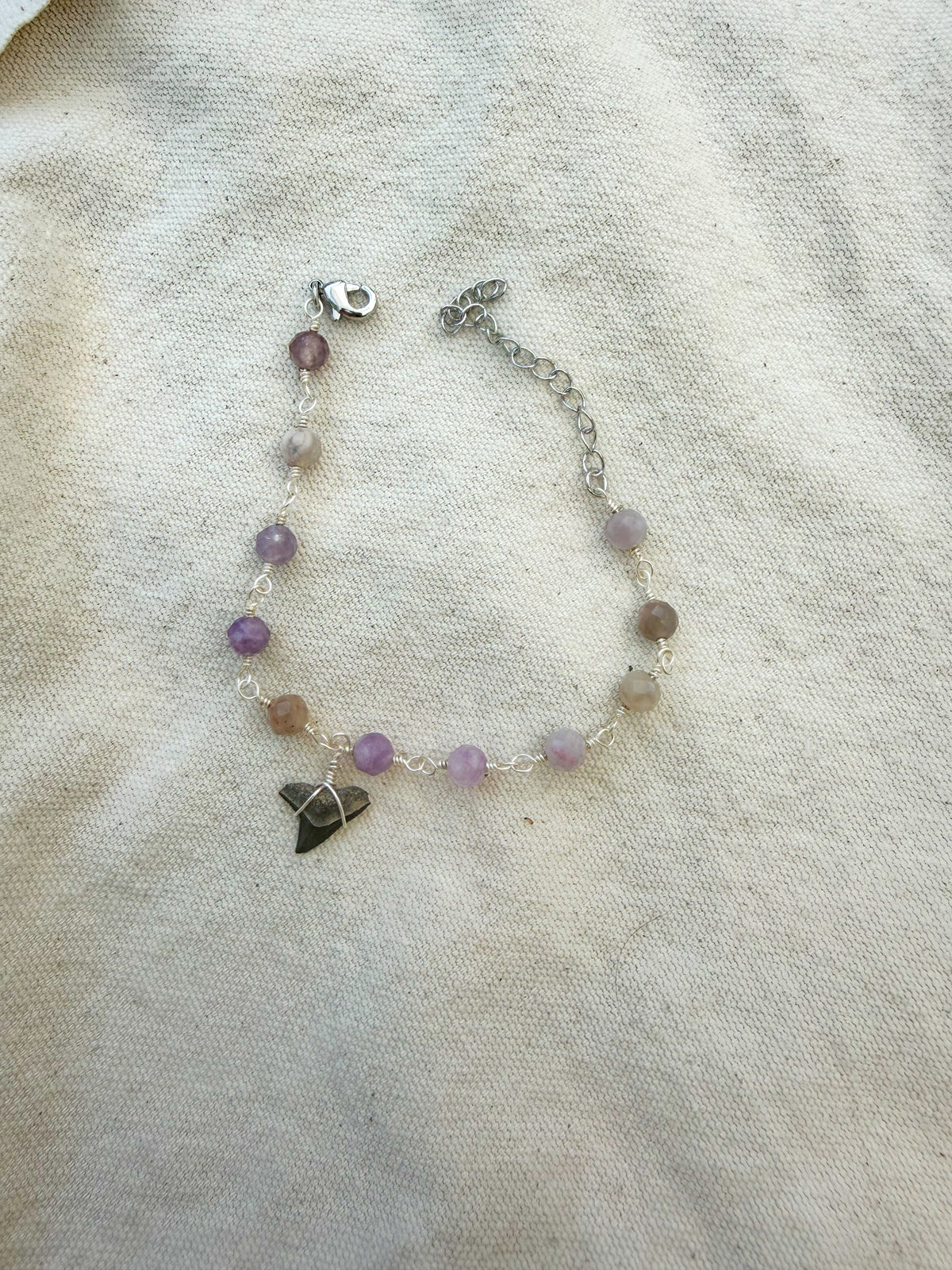 Silver Kunzite Shark Tooth Bracelet
