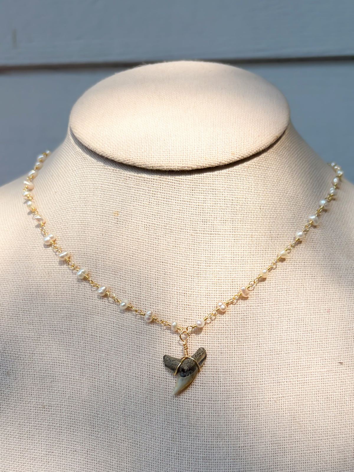 Freshwater Pearl Shark Tooth Necklace