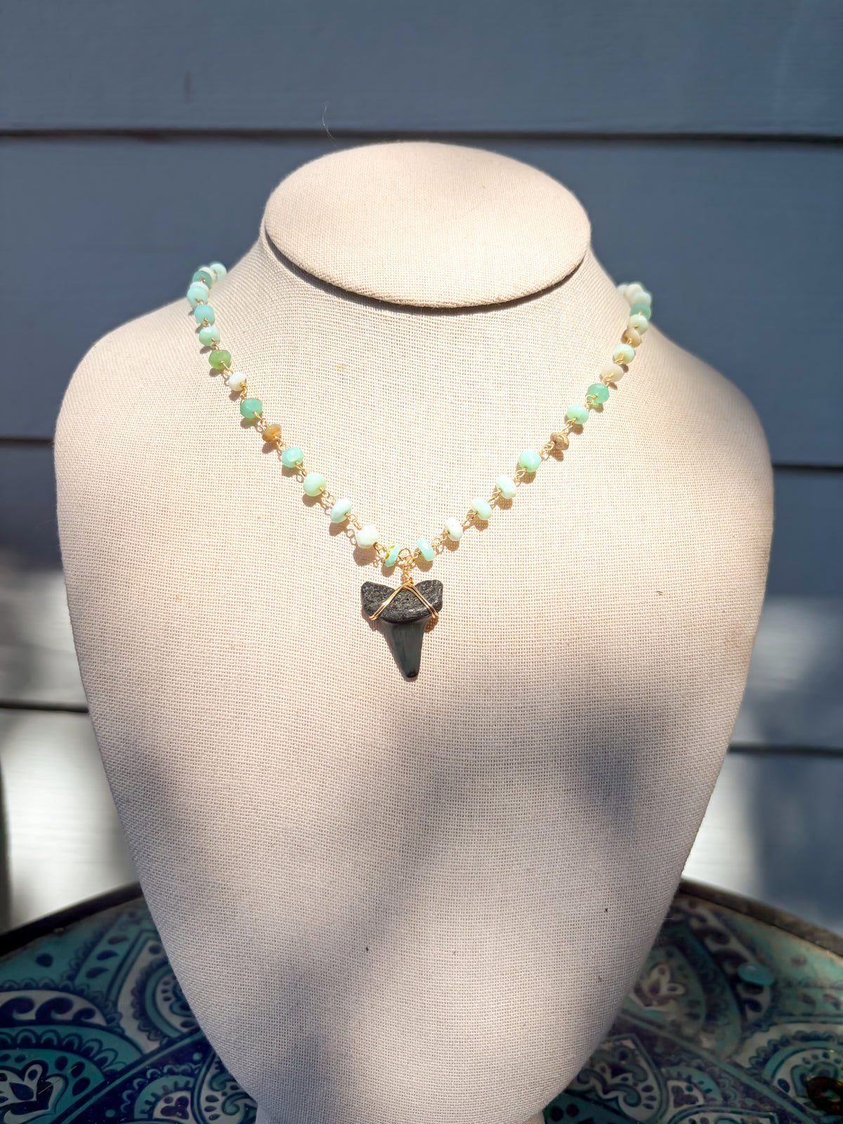 Ethiopian Opal Shark Tooth Necklace