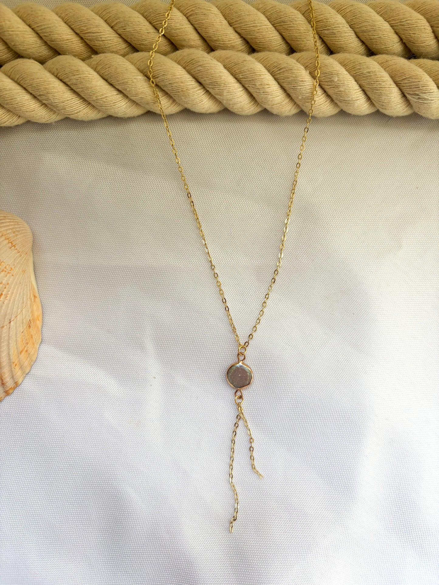 Moon Tide Mother of Pearl Lariat Necklace