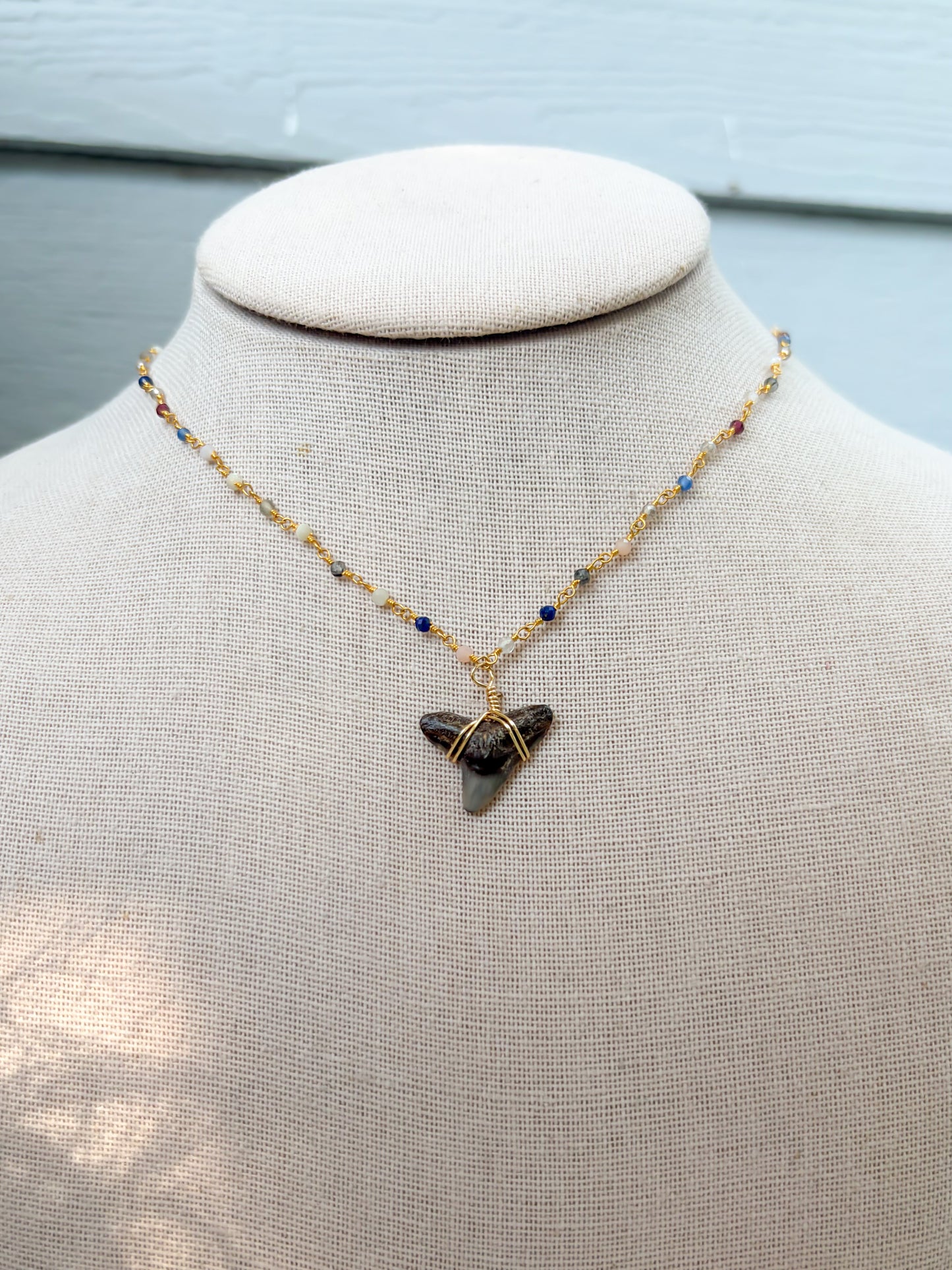 Multicolor Beaded Shark Tooth Necklace