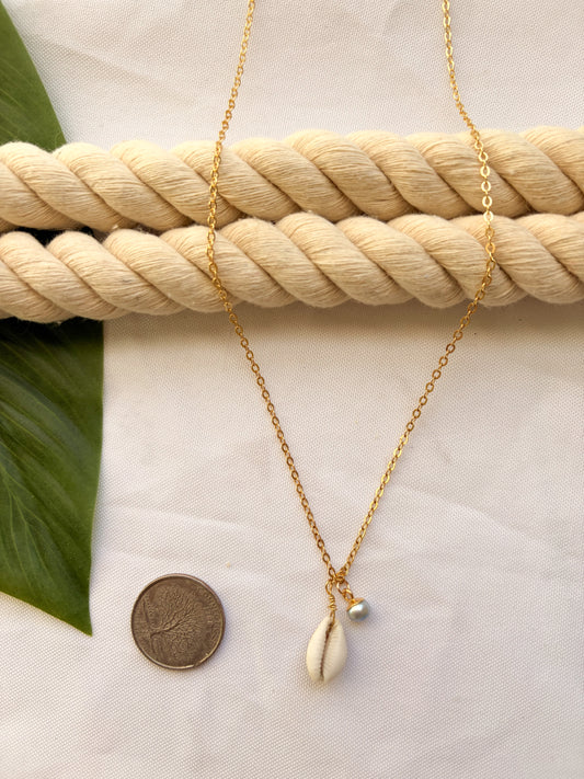 Cowrie Shell & Pearl Necklace