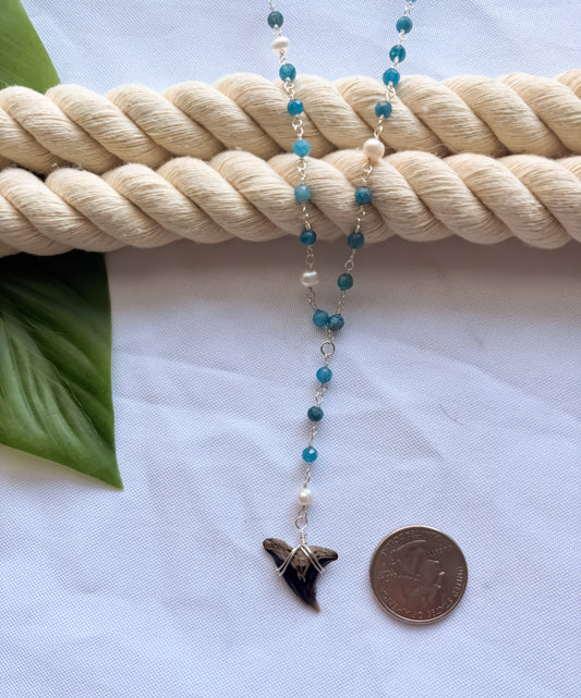 Kaimana Glow Kyanite & Pearl Shark Tooth Necklace
