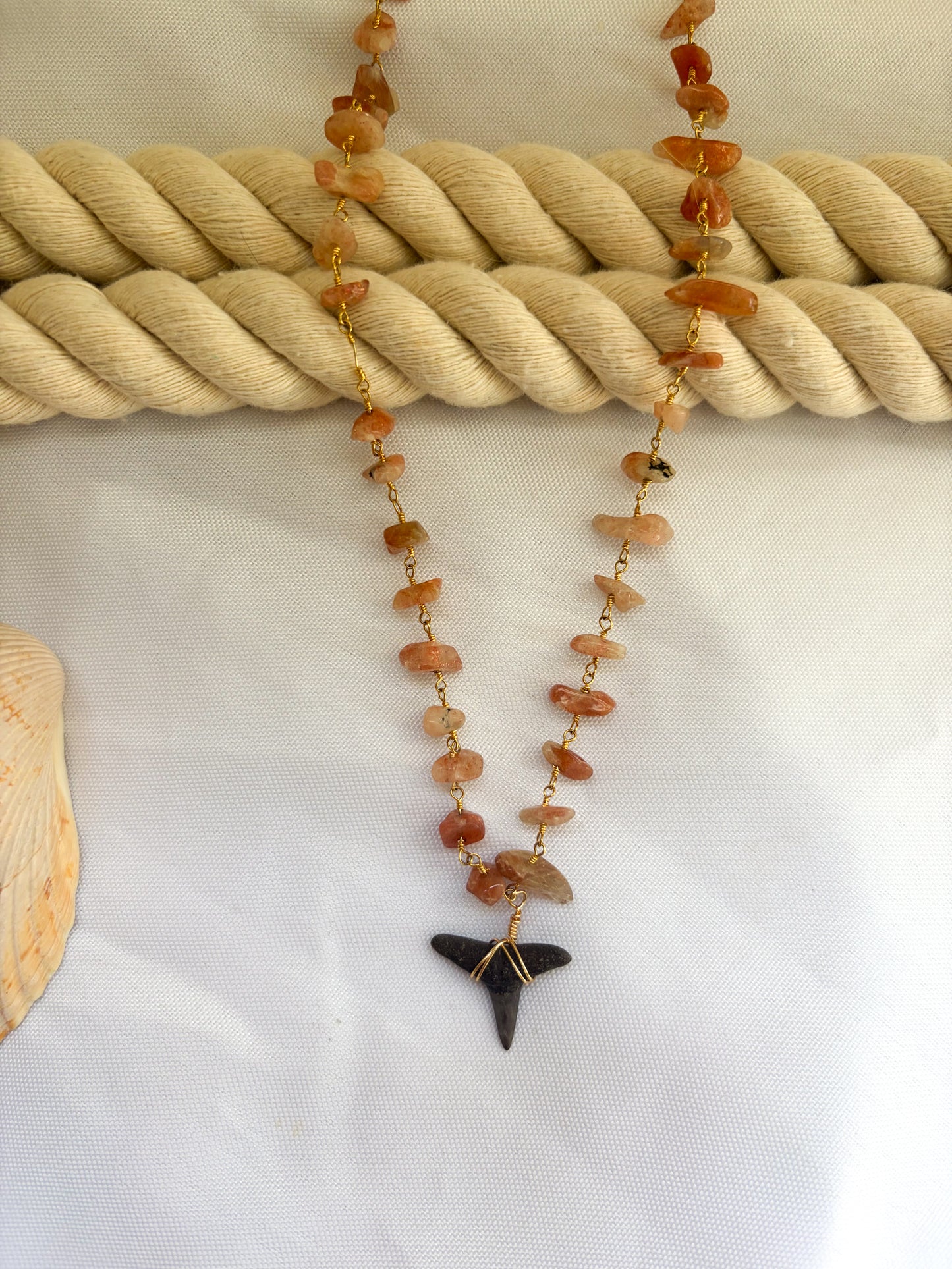 Sunstone Shark Tooth Choker Necklace | Gold Plated