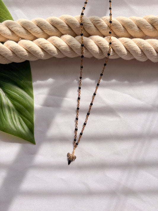 Deep Current Black Enamel Stainless Steel Necklace