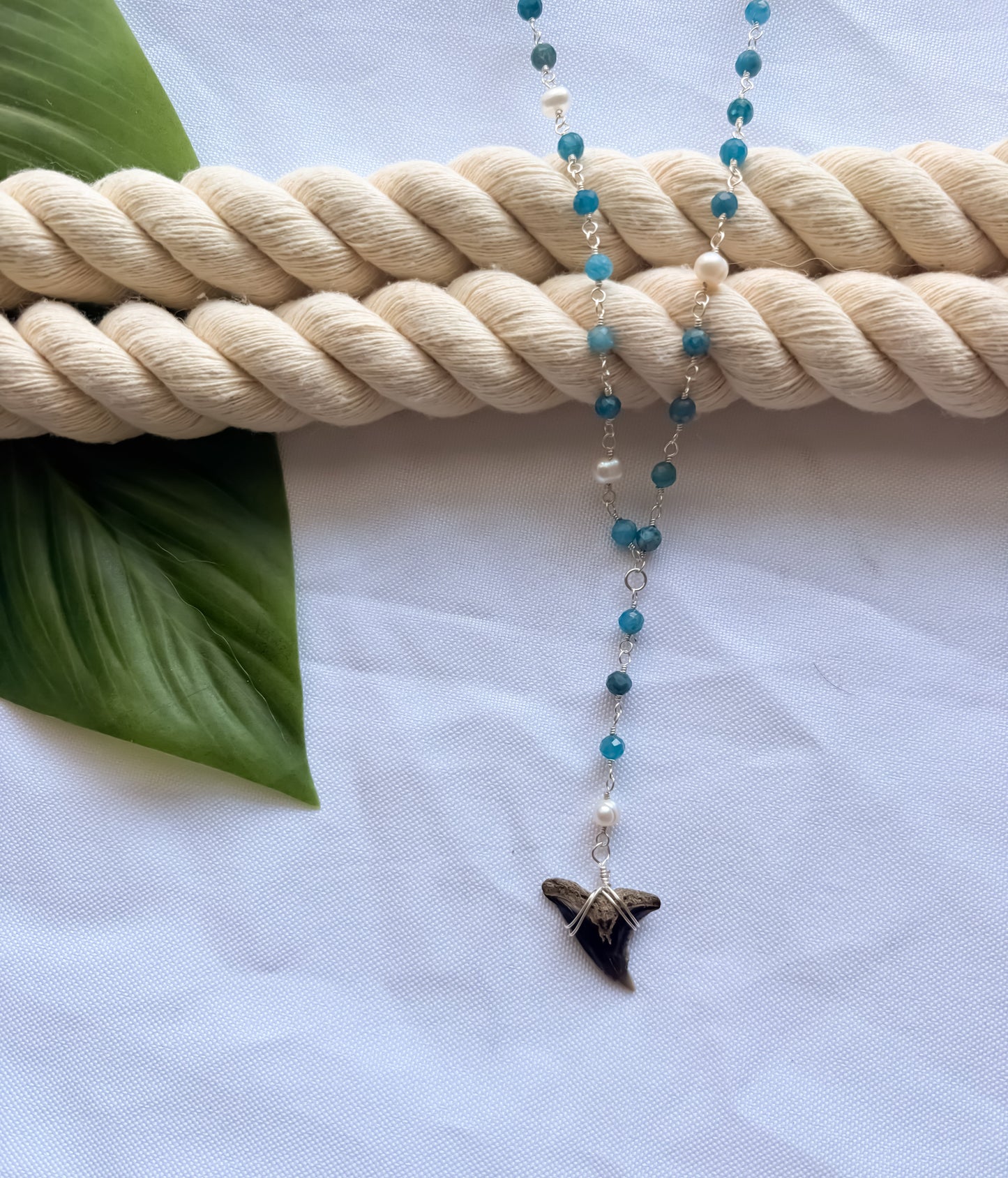 Kaimana Glow Kyanite & Pearl Shark Tooth Necklace