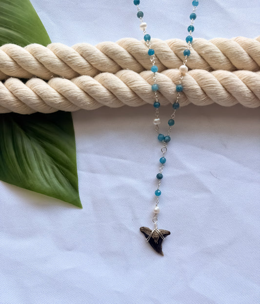 Kaimana Glow Kyanite & Pearl Shark Tooth Necklace
