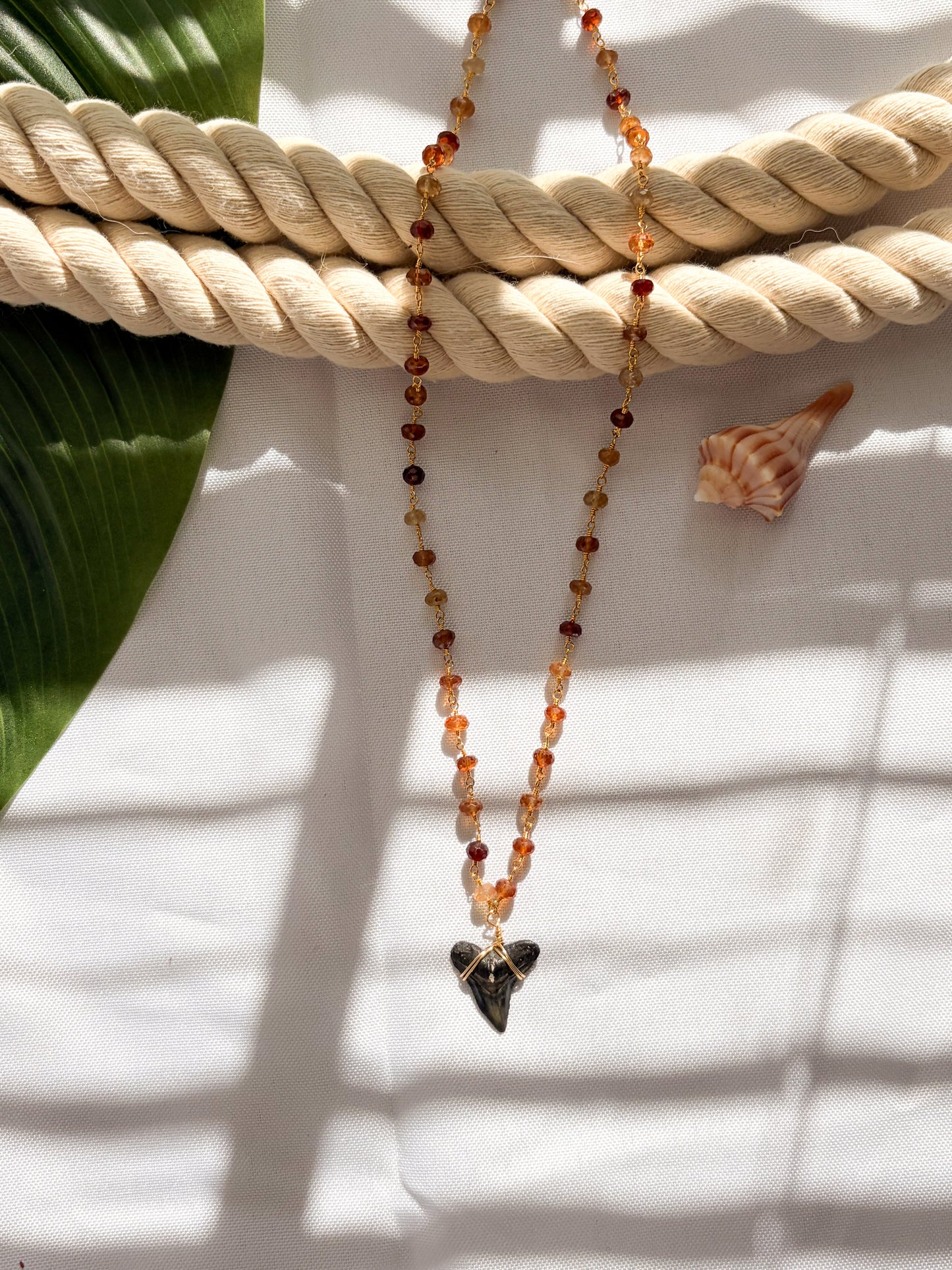 Sunset Ember Shark Tooth Necklace