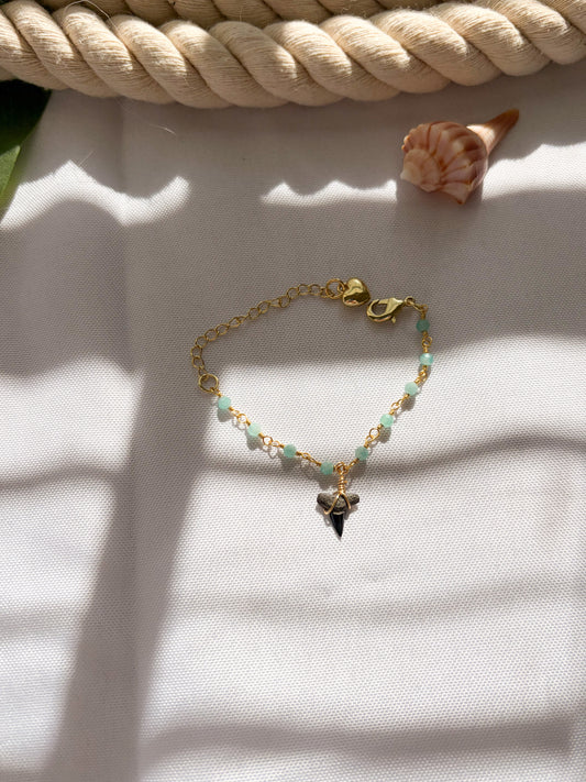 Emerald Tide Shark Tooth Bracelet