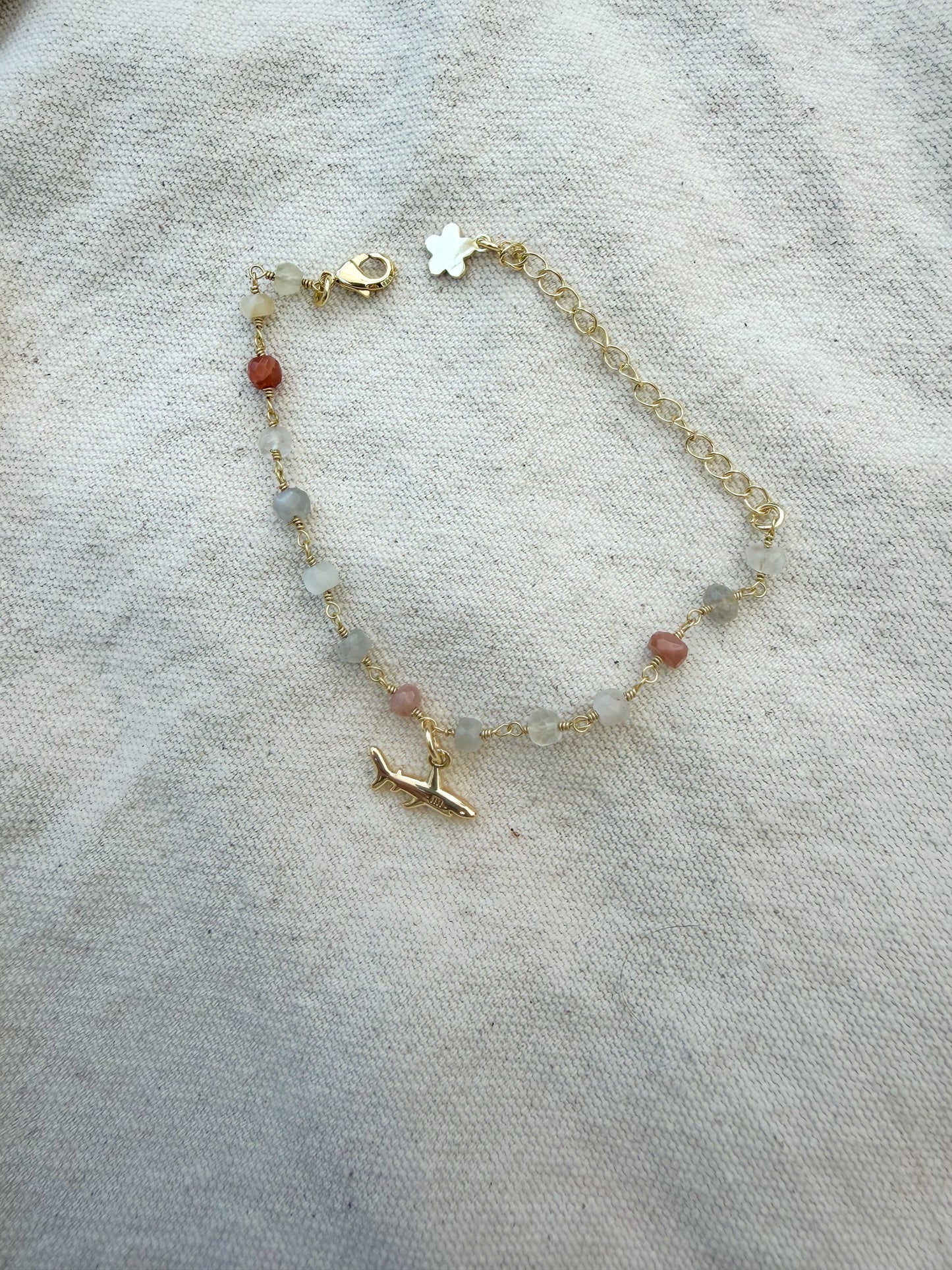 Moonstone Shark Charm Bracelet