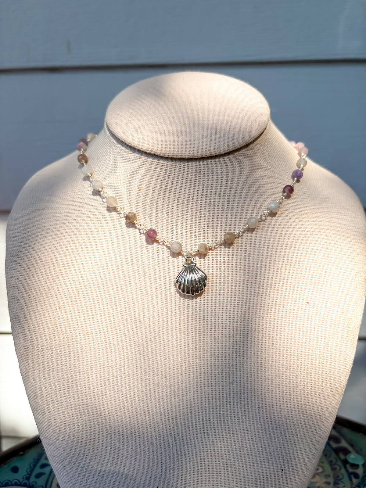 Purple Kunzite Shell Necklace
