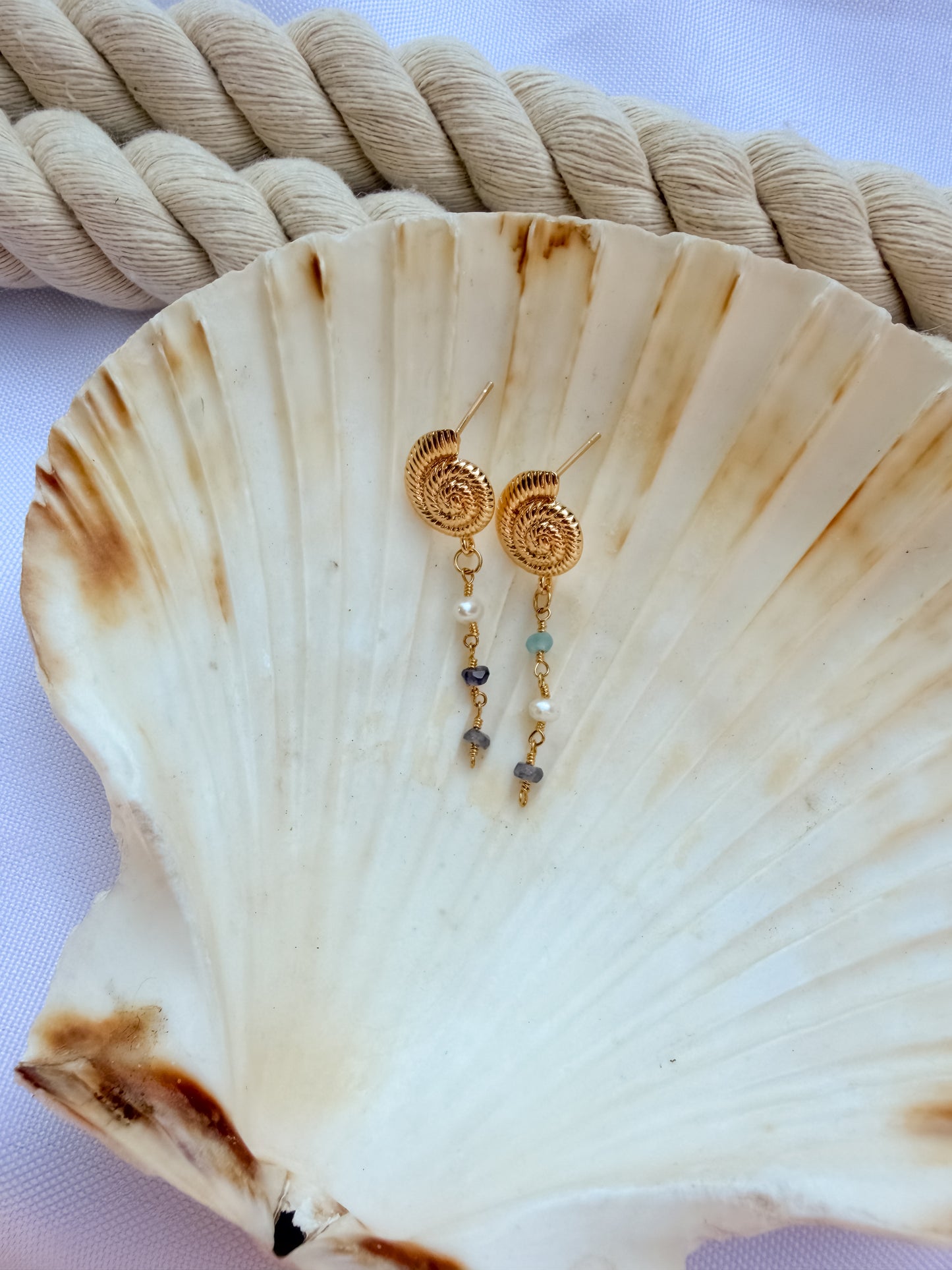 Spiral Reef Earrings – Nautilus Shell Drops