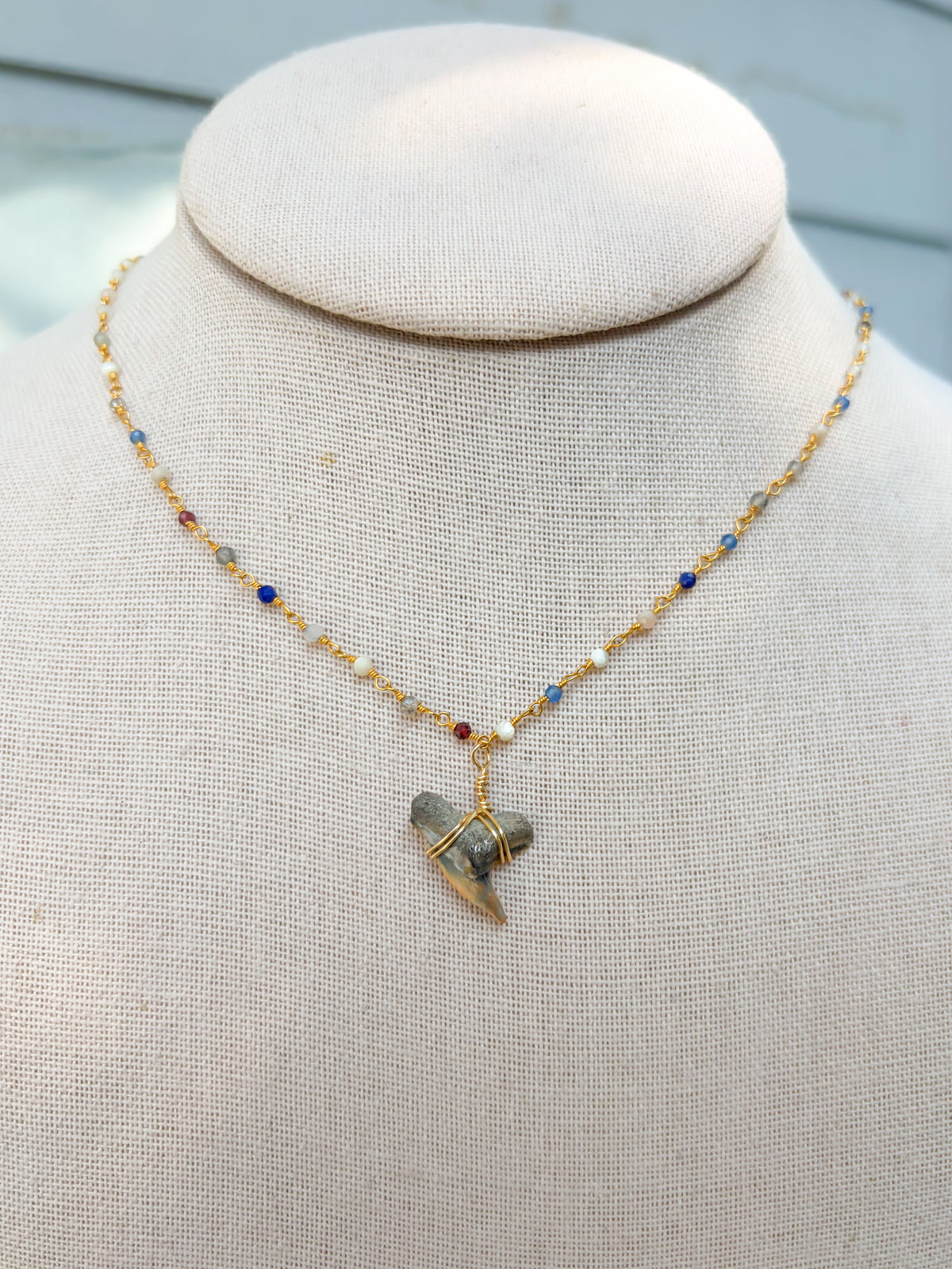 Multicolor Carolina Cream Shark Tooth Necklace