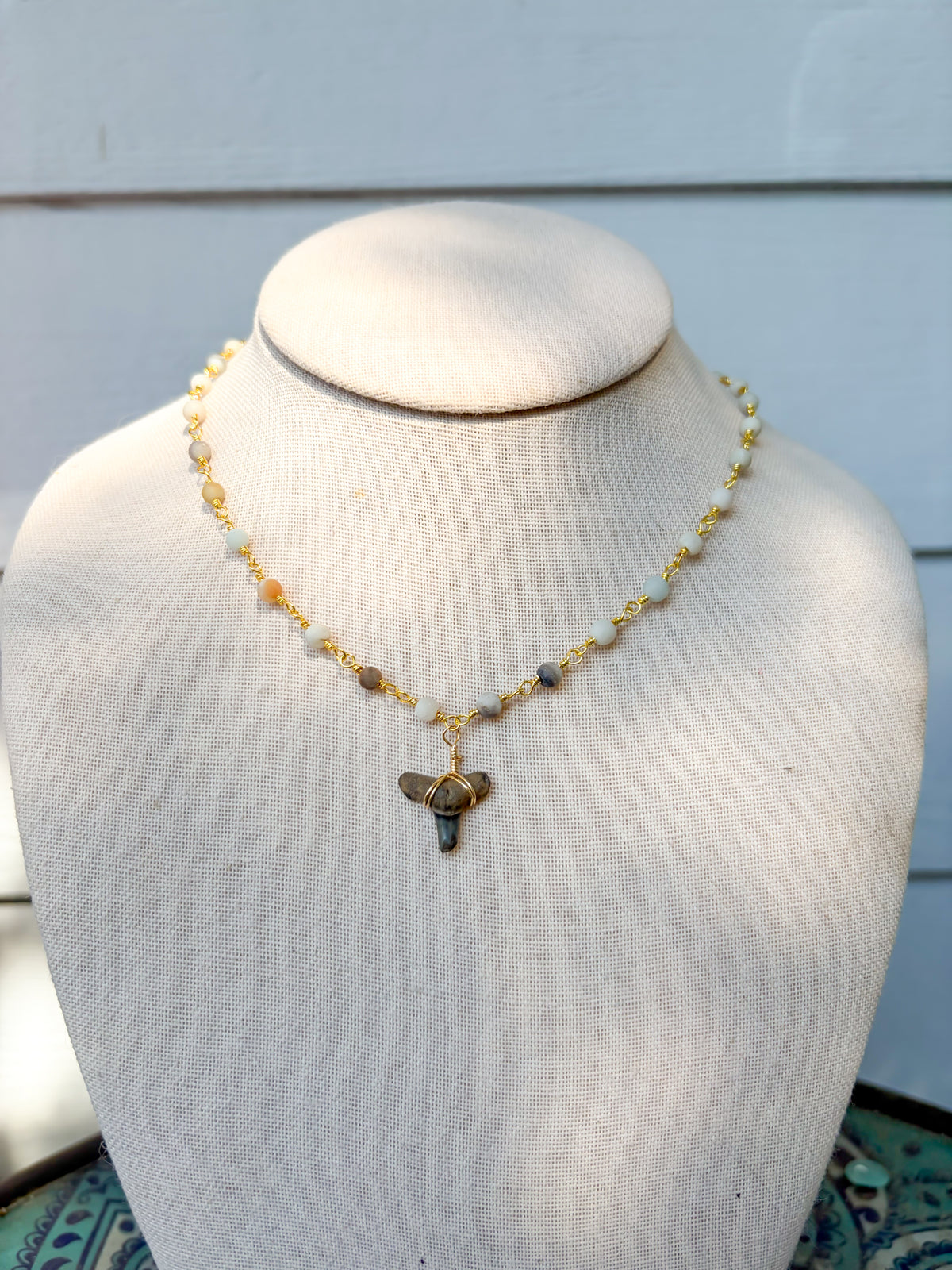 Amazonite Shark Tooth Necklace