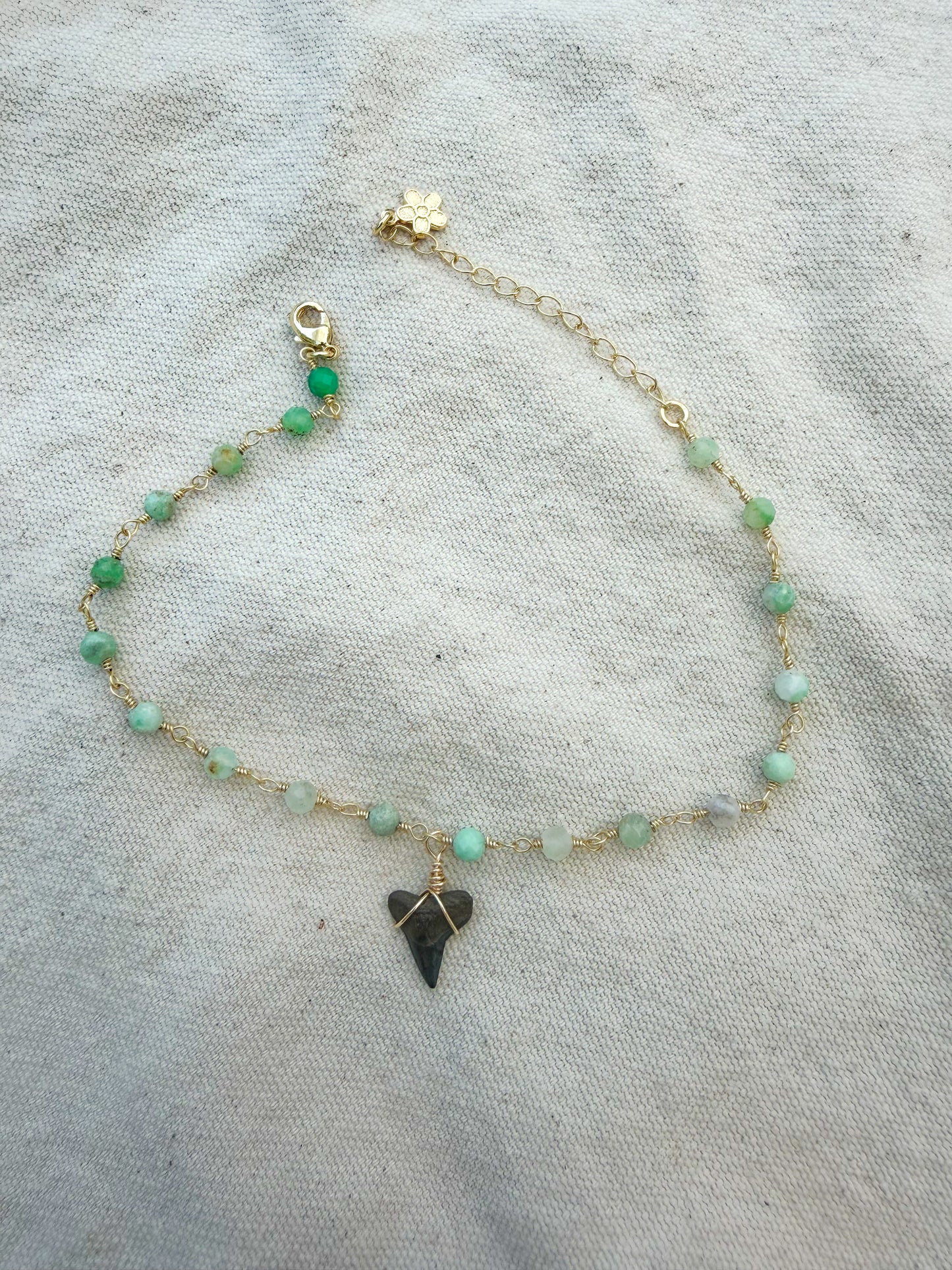 Chrysoprase Shark Tooth Anklet