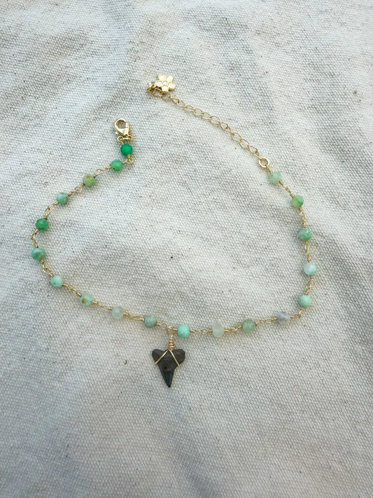 Chrysoprase Shark Tooth Anklet