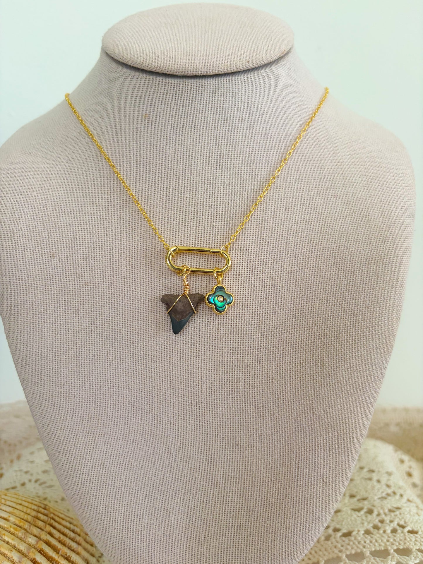 Waterproof Shark Tooth Charm Holder Necklace