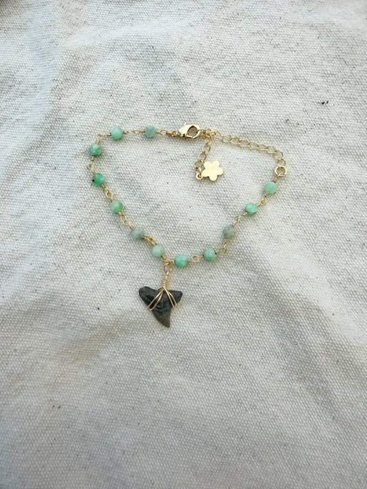 Chrysoprase Shark Tooth Bracelet