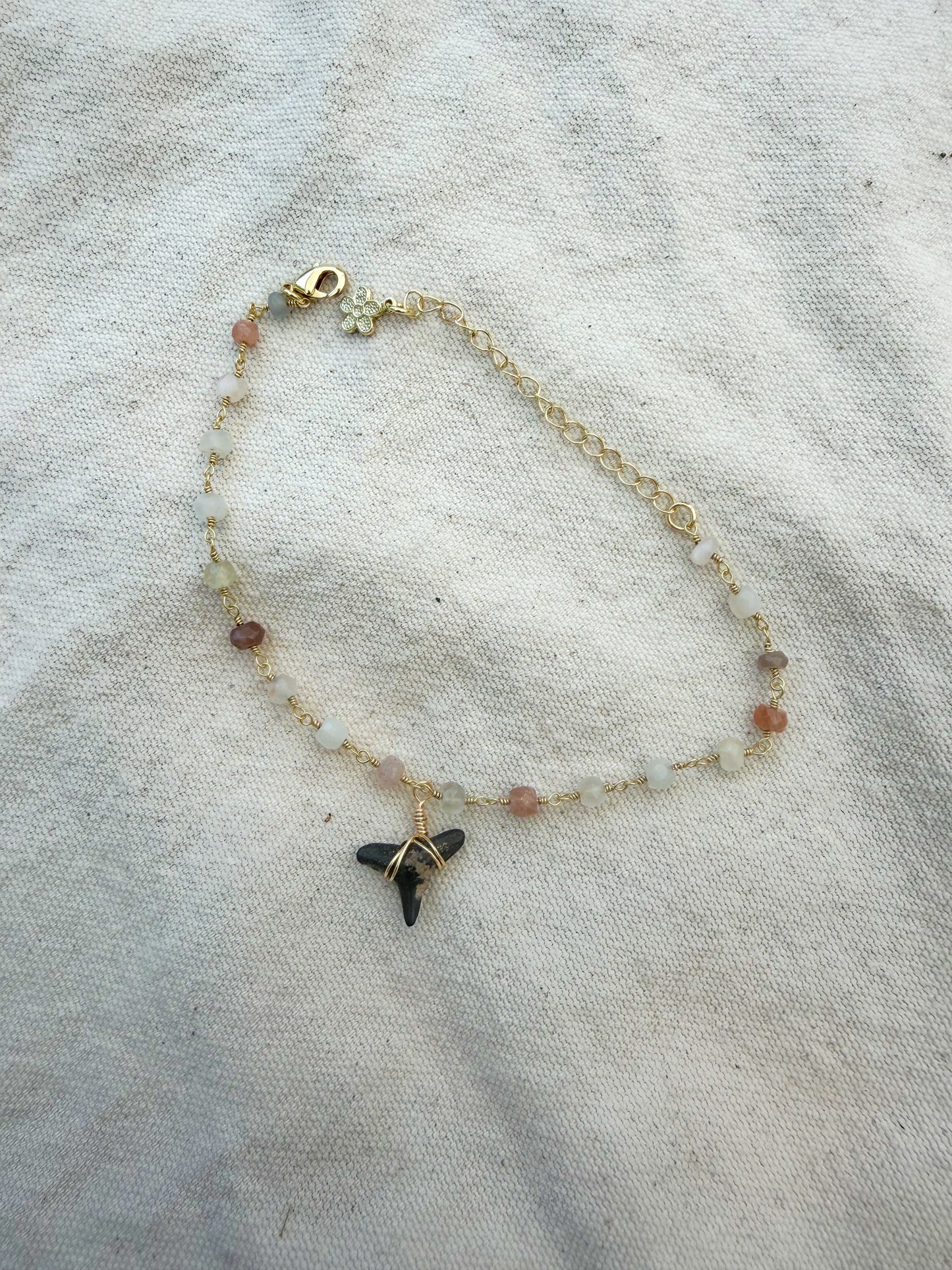Moonstone Shark Tooth Anklet